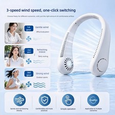 Bladeless Neck Fan, Hands-Free Rechargeable Wearable Fan 3-Speed Adjustable Gift