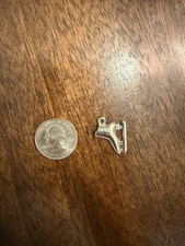 Christmas/Holiday Ice Skate Charm Silver W/ Rhinestone Ice Skates Charm