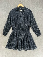 Hush Dress Womens UK Size 12 Black Blue Stars Printed Smocked   Short Shirt