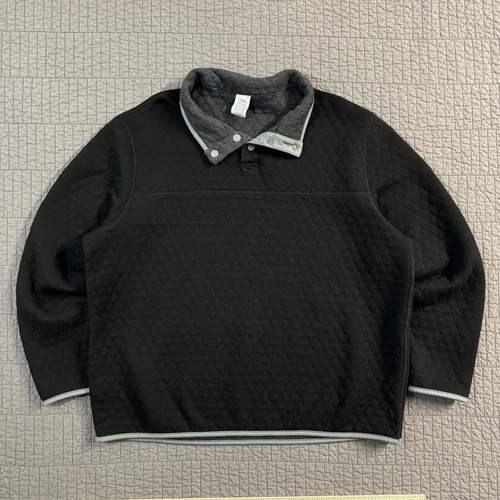 VETEMENTS Pullover reversibile 1 4 Snap T uomo grande nero grigio trapuntato maglione outdoor