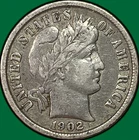 1902 Barber Dime Choice Very Fine VF+/XF Coin #38541