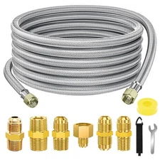 24 FT Propane Hose Extension-High Pressure Braided Gas Line Hose Propane Conv...