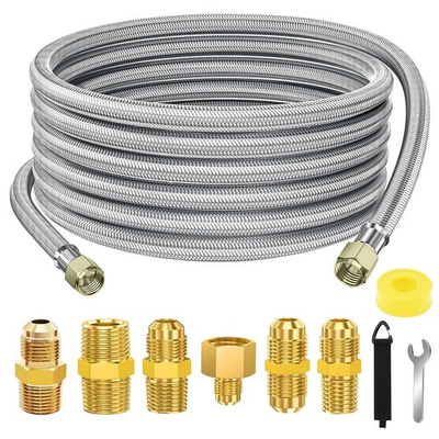 #ad 24 FT Propane Hose Extension High Pressure Braided Gas Line Hose Propane Conv... $49.49