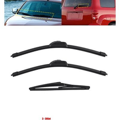 3-30 Front & Rear Windshield Wiper Blades For Chevrolet HHR 2006-2011 J-hook Arm