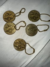 SUPER RARE LOT 5 1959 Delta Air Lines Brass Shell Medal Keychain 30th ANV 1929