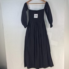 NEW Atmos&Here Dress Womens 8 Black Shirred Off Shoulder Long Sleeve Midi 129084
