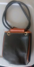Dooney Bourke Vintage 90s Drawstring Bucket Bag Black and Tan Pebbled Leather