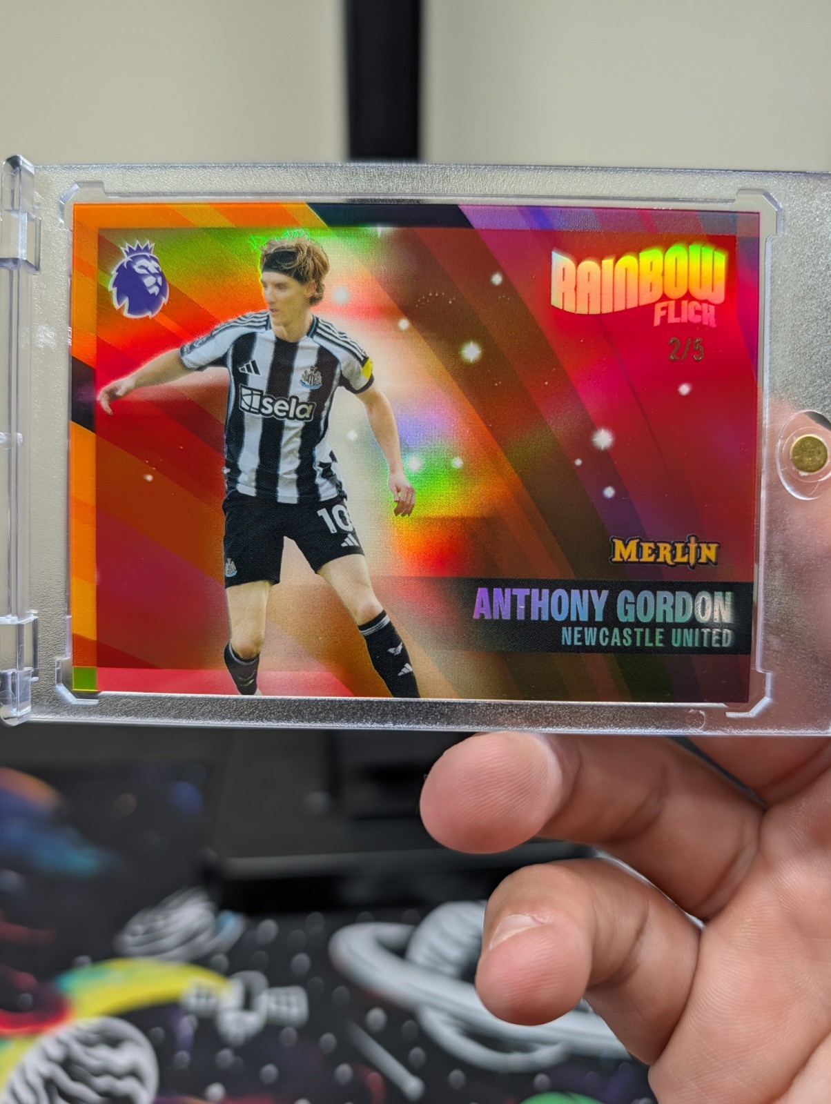 Anthony Gordon /5 Rainbow Flick Red Newcastle United Soccer 2023-24 Topps Merlin