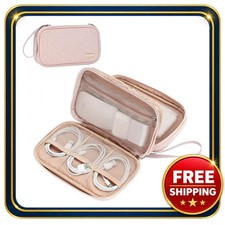 Electronics Travel Organizer Bag 8.5x4.8x2 Inches Dual-Layer Cable Case