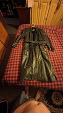 80's Tannery West Black Leather Long Trench Coat Thermolite Medium