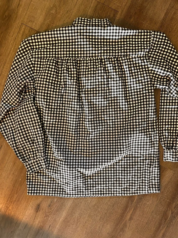 J Peterman Mens Shirt Medium Black White Gingham Check Popover 100% Cotton NWOT - Image 4 of 4