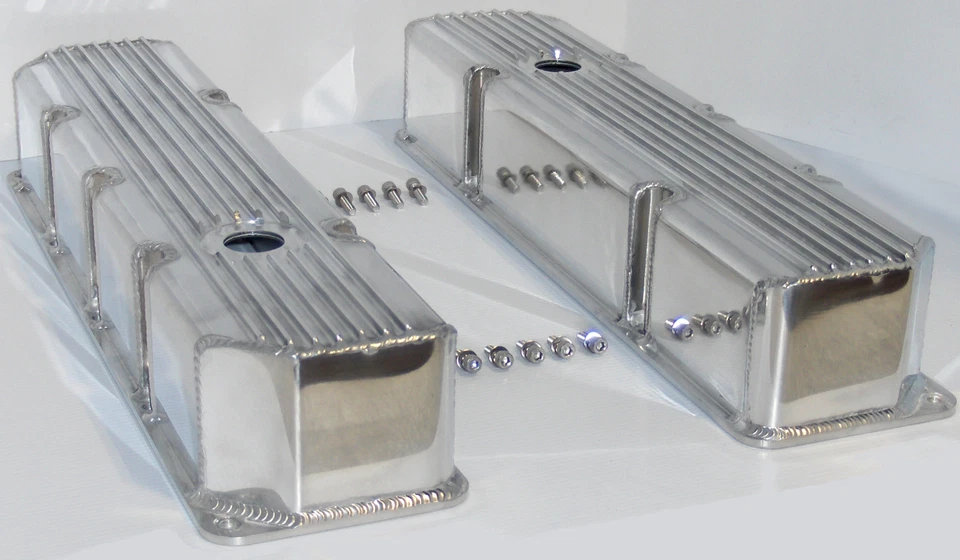 Jeep AMC 1976-87 cubiertas de válvula de aluminio fabricadas con aletas pol V8 304 360 390 401 Foto 3 de 4