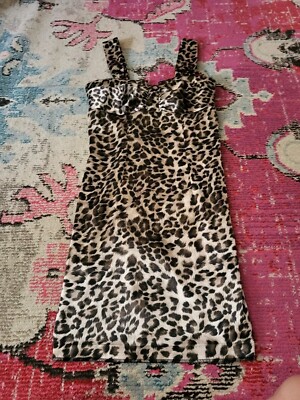 Womens Sparks 7 cheetah leopard print slip sexy party dress club jungle big  cat | eBay