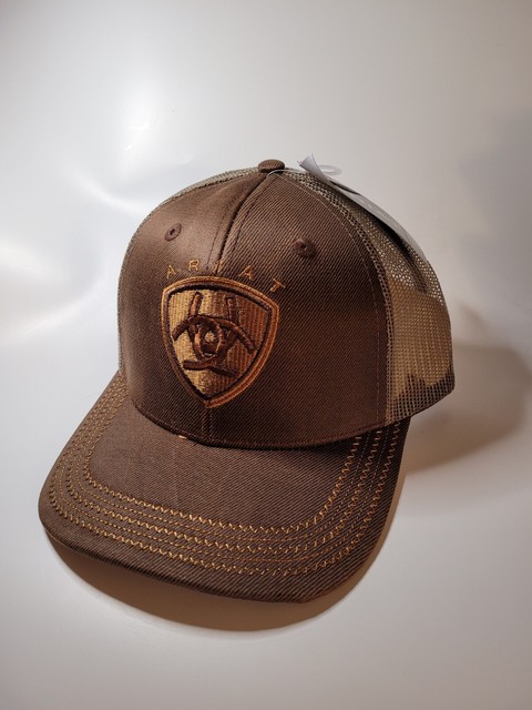 ARIAT BROWN ON BROWN SHIELD LOGO - HATS 