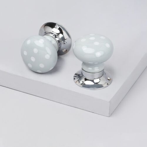 Biała Polka on Grey ceramiczne gałki do drzwi wpuszczane gałki do drzwi zestaw porcelanowy uchwyt - Zdjęcie 1 z 5