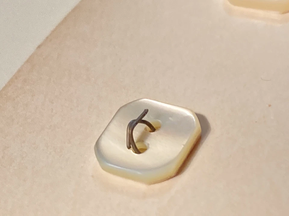 Vintage Streamline Buttons Genuine Pearl Square 2 Hole 7/16" 2 on Card Italy - Image 2 of 3