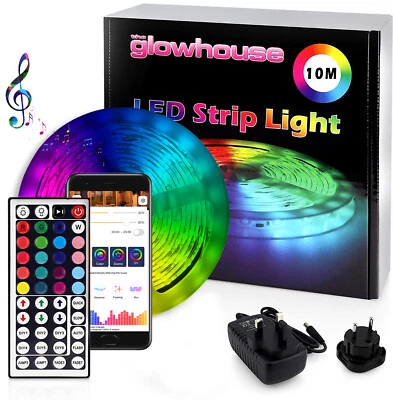 THE GLOWHOUSE LED Strip Lights Colour Changing 5050 RGB Tape 10 Metre Bluetooth Tape