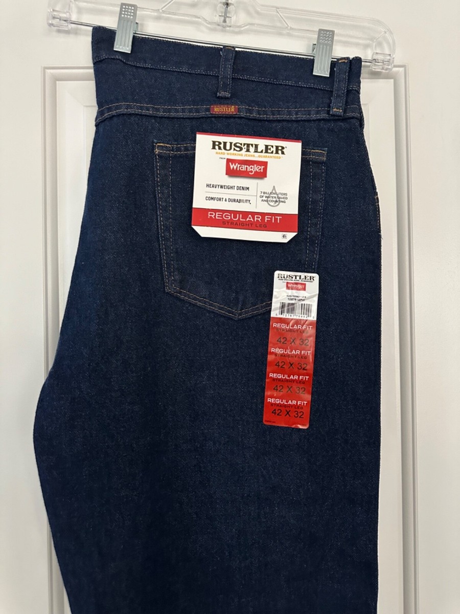 Wrangler Rustler Straight Leg Regular Fit Heavy Denim Jeans, 1087619PW 42x32