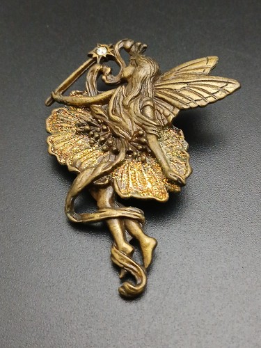 JJ Vintage Bronze AB Kristall fein detailliert Feendesign Brosche - Bild 7 von 10