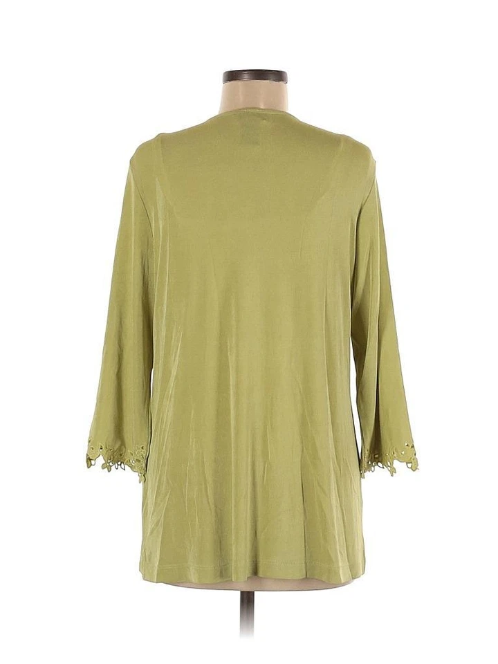 NUEVO CÁRDIGAN CITIKNITS M VERDE RECORTADO MANGAS BORDADAS 46" B ACETATO SPANDEX Foto 2 de 4