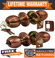 Constructor Chronos Entry Door Lock Knob Handle Set Antique Copper Finish