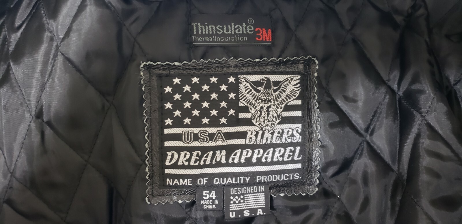 USA Bikers Dream Apparel Men's Thinsulate Lined Braid Leather Jacket Waist Sz 54