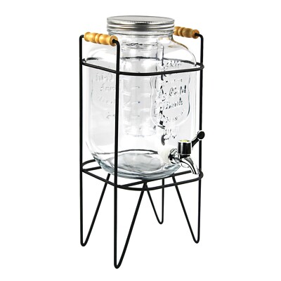 4L Glas Vintage Getränke Getränkespender auf Metallständer Cocktailglas mit Zapfhahn