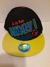 ANGRY BIRDS SNAP BACK FLAT BILL CAP HAT Black Gold "A is for Angry"