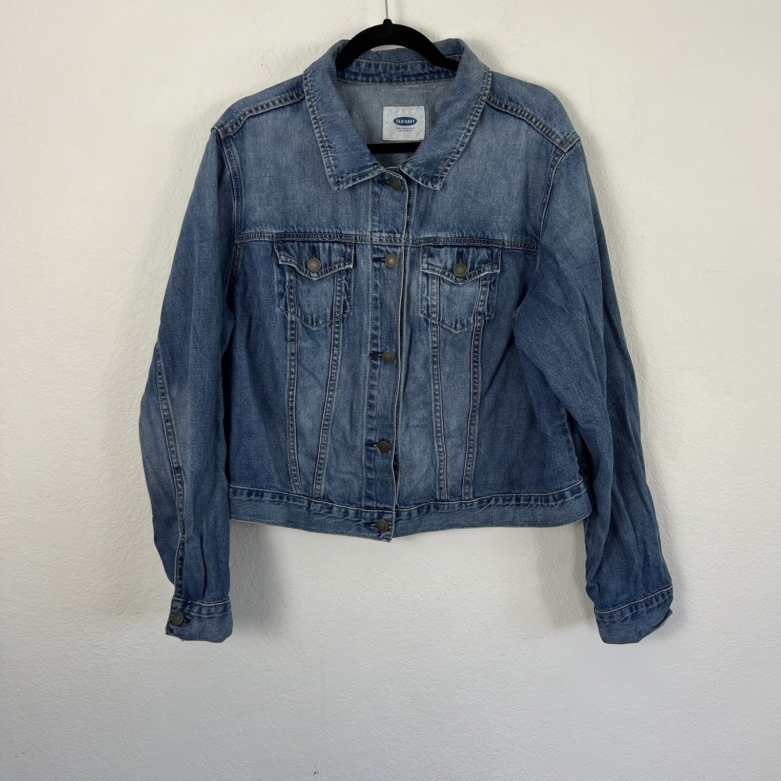 Old Navy Plus Size XXL Jean Jacket Blue Denim Relaxed Boyfriend