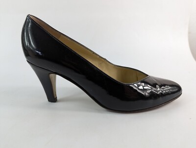 Bally Black Patent All Leather Mid Heel Shoes Uk Eu 37 UK
