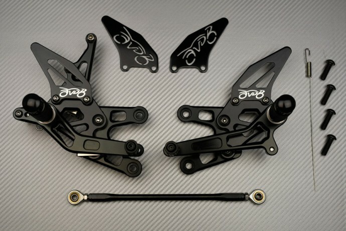 Commandes reculées noires réglables pour moto Kawasaki ZX10R 2006-2007