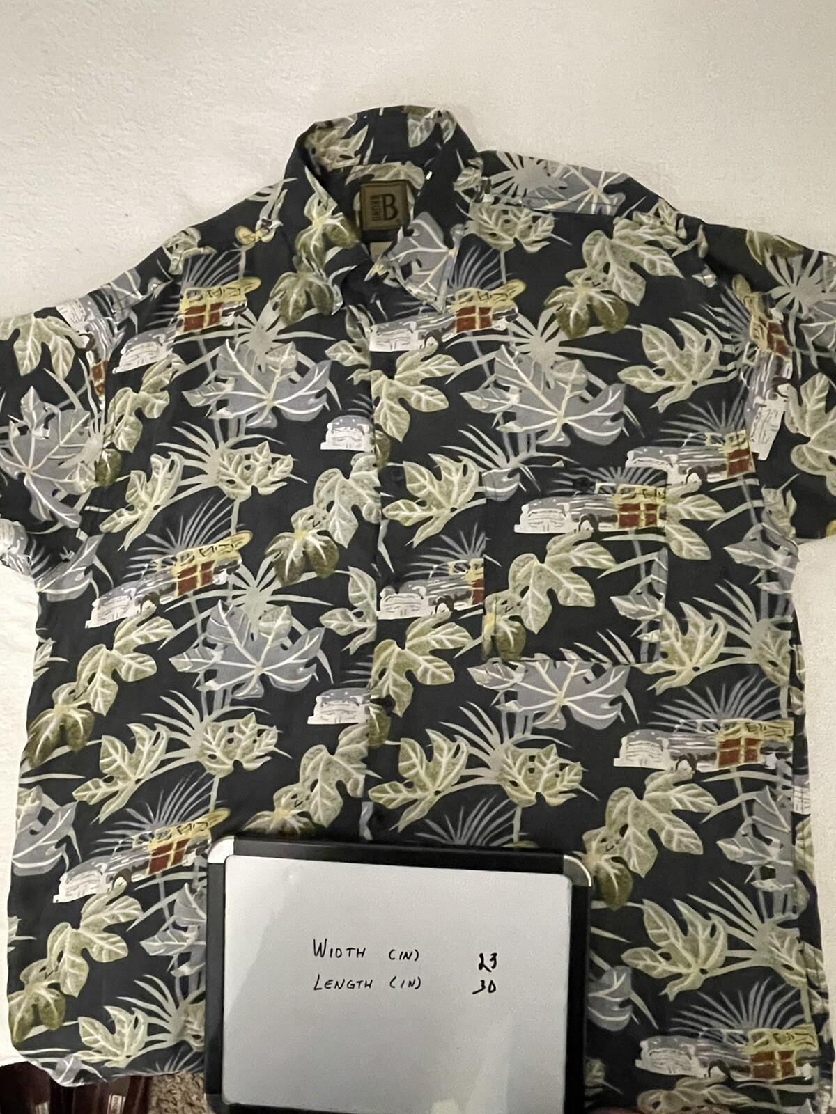 Bruno Green Silk Hawaiian Florida Button Up Shirt… - image 7