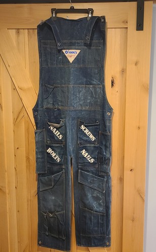 O’TOOL’S ORIGINAL Blue Denim Tool Rack Overalls Hanging Pocket Wall Organizer