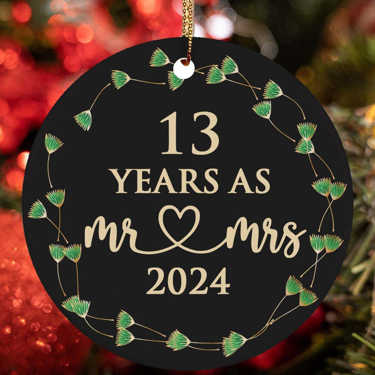 13 Years As Mr   Mrs Ornament 13th Anniversary Christmas Gift Tree Decor Hanging