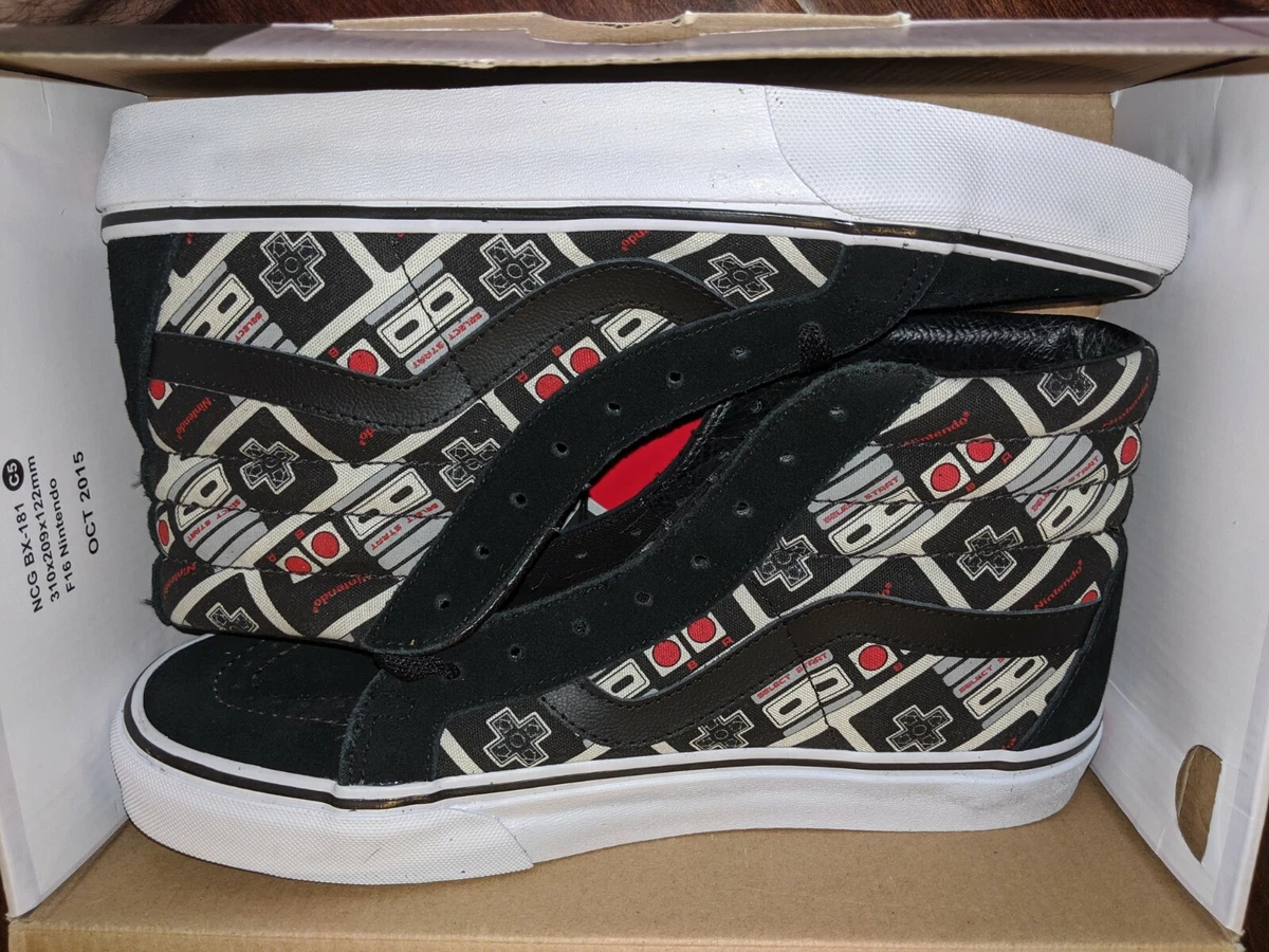Vans x Nintendo Sk8 Hi NES Controller Print Black True White RARE
