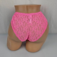 Victoria's Secret Hot Neon Pink Sheer Mesh Lace Bikini Panties S Small 5 2014