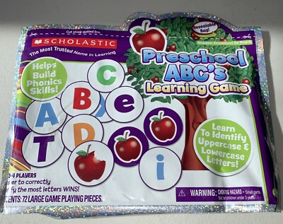 Scholastic Preschool ABC's Learning Game Resealable Bag 72 Pieces Homeschool