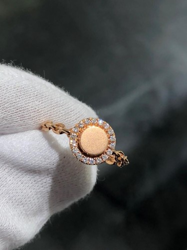 14k Rose Gold & Diamonds 0.36ct tw Round Cut Halo Link Band Ring Size 7 Gift - Picture 11 of 12