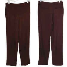 2000s LRL Ralph Lauren Dark Brown 100 Silk Straight Leg Tapered Trouser Pants 8