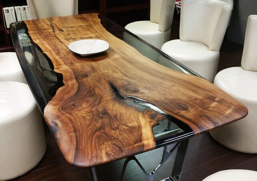 Smokey Black Epoxy Dining Table Epoxy wood countertop for home decor-image