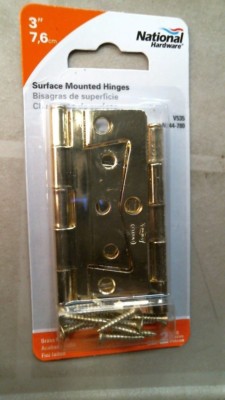 National Hardware N244-806 V535 Surface-Mounted Hinges in Brass 2 pack National Hardware N244-806 V535 Surface-Mounted Hinges in Brass 2 pack