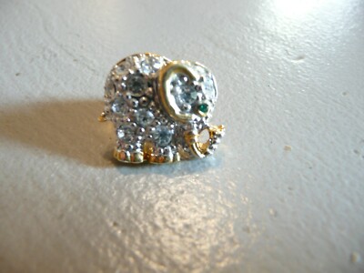 Vintage Don Lin Bijoux Fantaisie Éléphant Broche avec Couverture en émail coloré et Métal tonique doré brillant #2093 - France