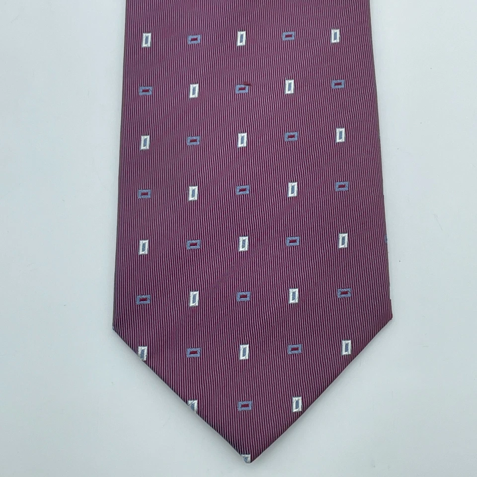 Corbata geométrica roja resistente a la intemperie para hombre de seda hecha a mano resistente a las manchas 4"x60" Foto 2 de 4