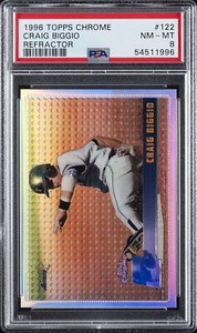 1996 TOPPS CHROME REFRACTOR #122 CRAIG BIGGIO PSA 8