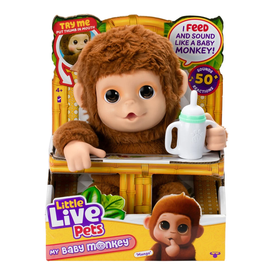 Little Live Pets My Baby Monkey Kids Interactive Sound Fun Play Plush Toy 4+