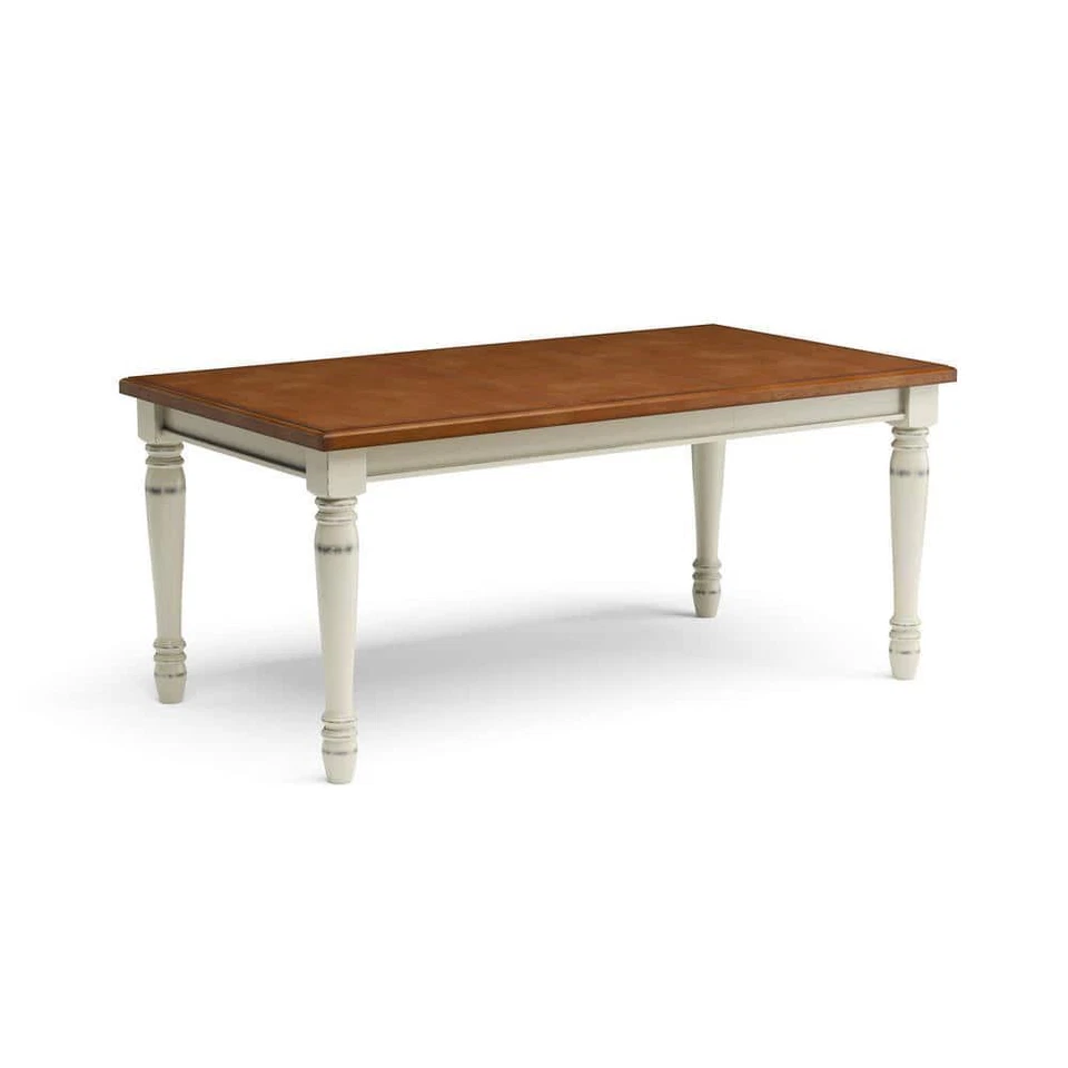 HOMESTYLES Dining Table 30.25" H X 48.25" W, Wood Frame Rubbed White Seats 6 - Image 3 of 4