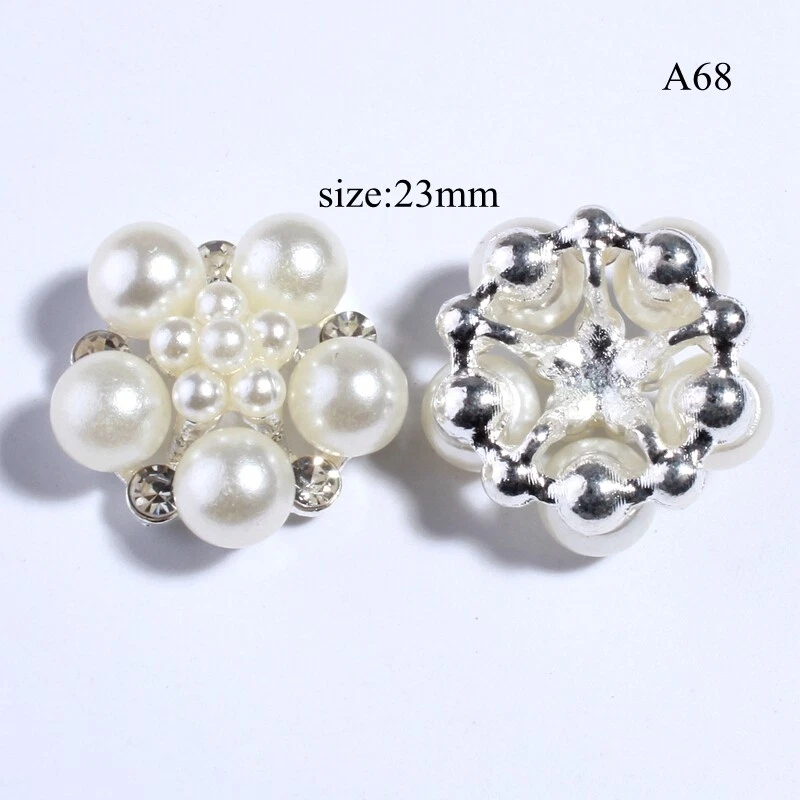 15PCS 23MM Newborn Silver Rhinestone Button Wedding Wine Pearls Decoration Cloth - Image 3 of 3