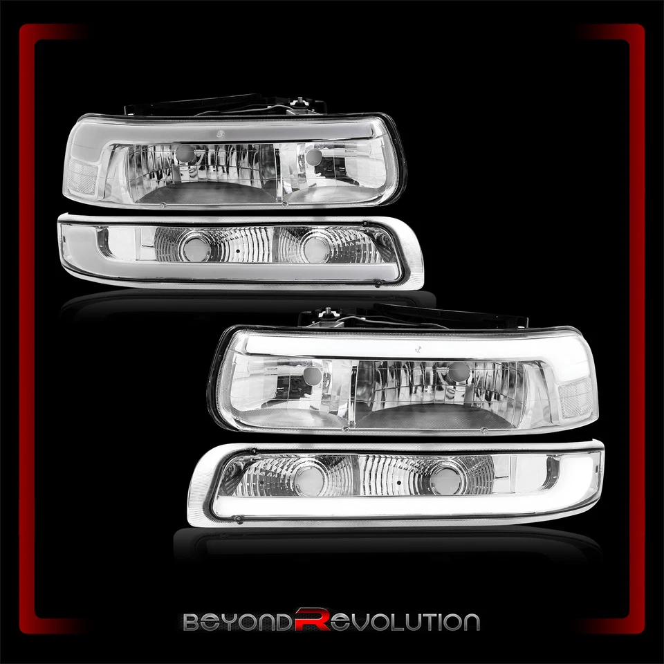 Farol LED DRL transparente para 1999-2002 Silverado 1500 2500 HD 3500 + lâmpada de sinalização - Imagem 2 de 4