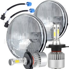 7 Inch Led Glass Headlight Round Original Classic Look Conversion Chrome Pair 7 Inch Led Glass Headlight Round Original Classic Look Conversion Chrome Pair