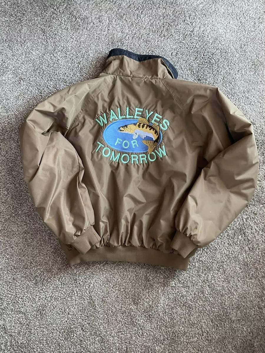 Vintage Tri-Mountain 2XL Brown Nylon Bomber ~ Walleyes for Tomorrow ~ Jacket